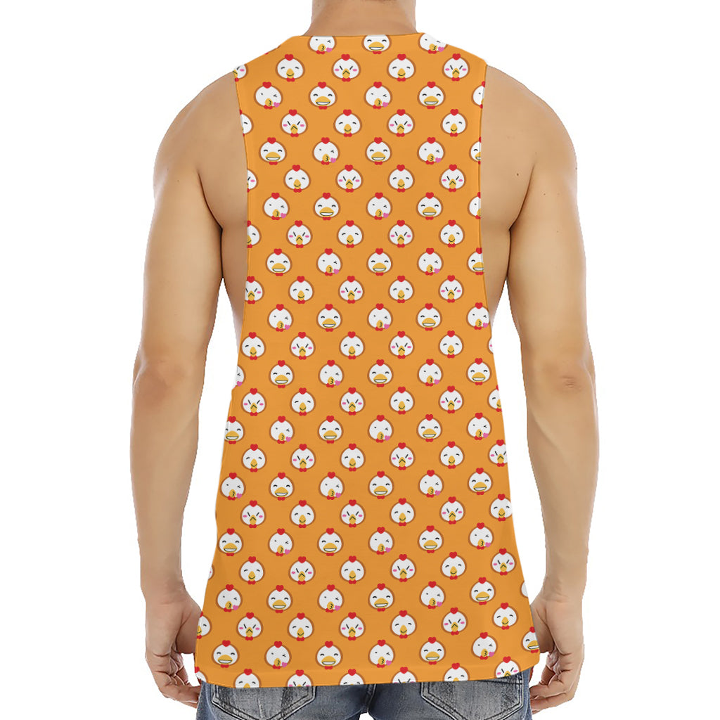 Cute Chicken Emoji Pattern Print Men's Muscle Tank Top