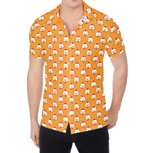 Cute Chicken Emoji Pattern Print Men's Shirt