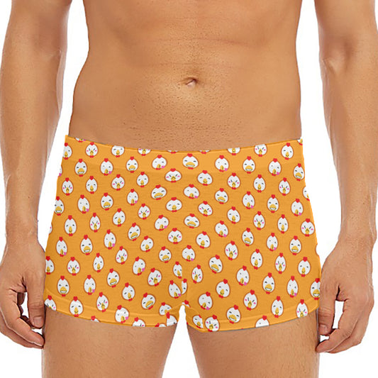 Cute Chicken Emoji Pattern Print Men's Short Boxer Briefs