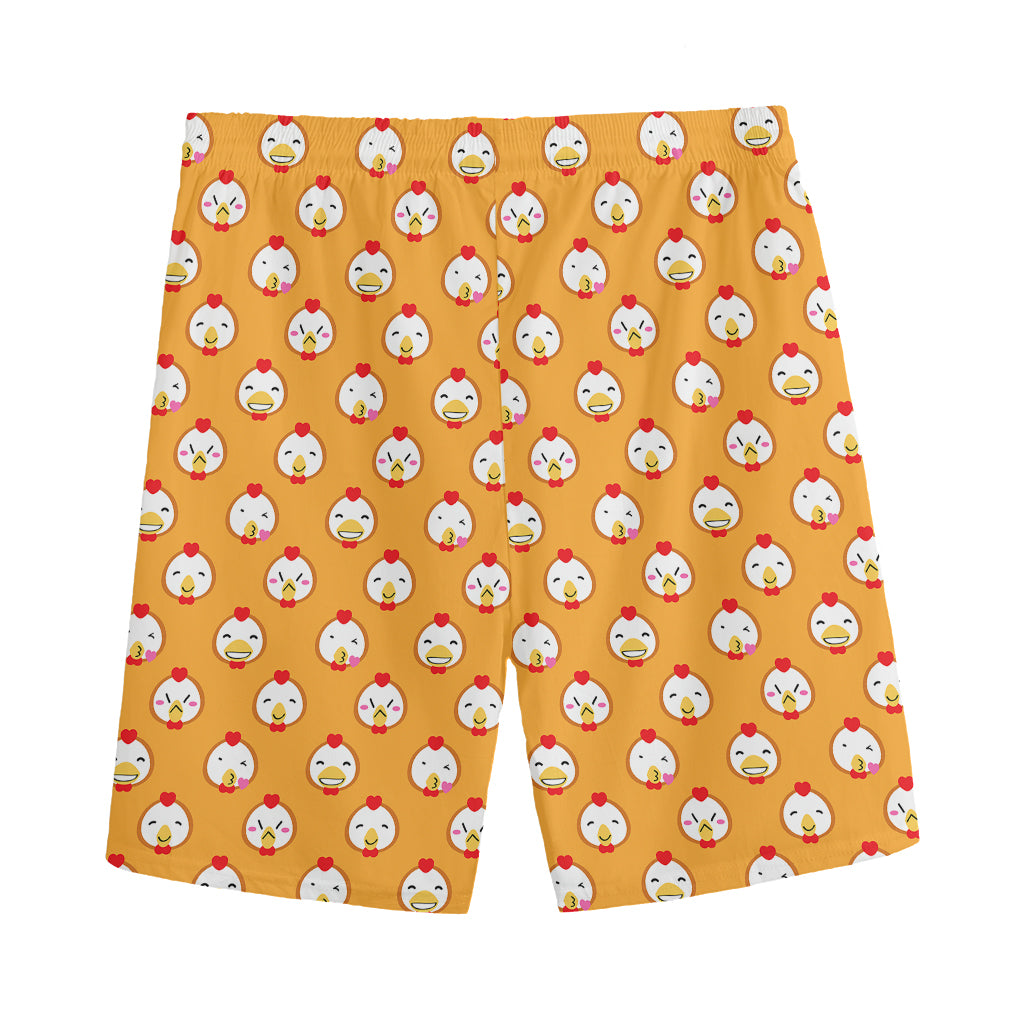 Cute Chicken Emoji Pattern Print Men's Sports Shorts