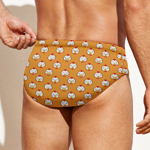 Cute Chicken Emoji Pattern Print Men's Swim Briefs