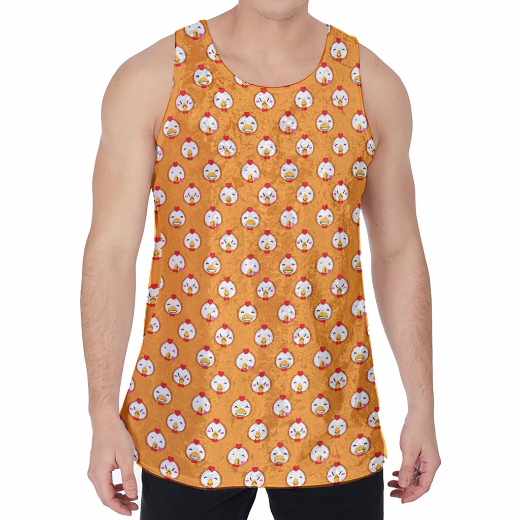 Cute Chicken Emoji Pattern Print Men's Velvet Tank Top