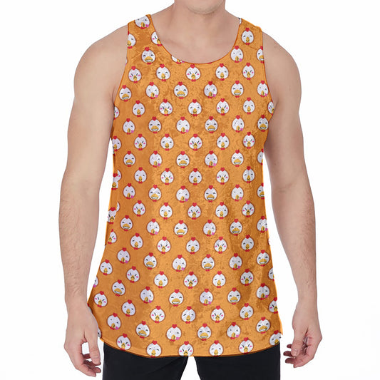 Cute Chicken Emoji Pattern Print Men's Velvet Tank Top