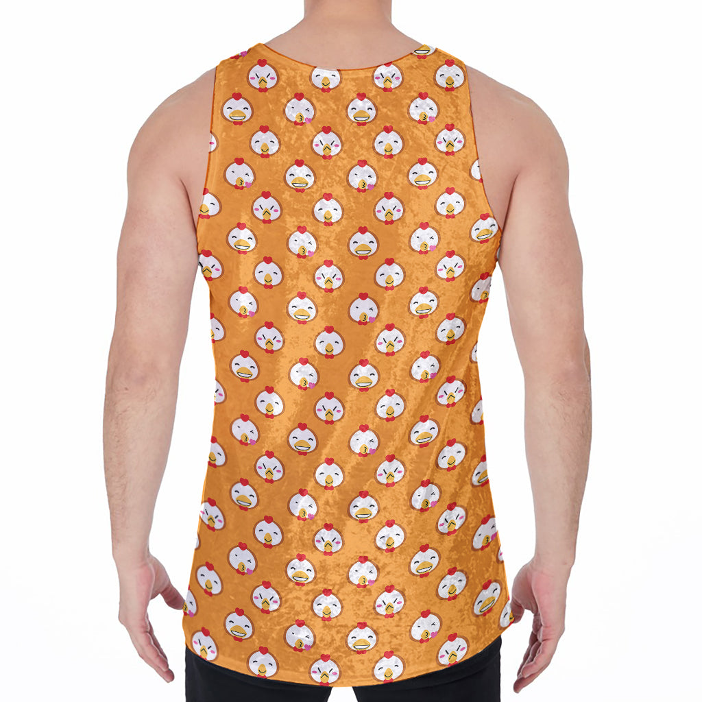 Cute Chicken Emoji Pattern Print Men's Velvet Tank Top