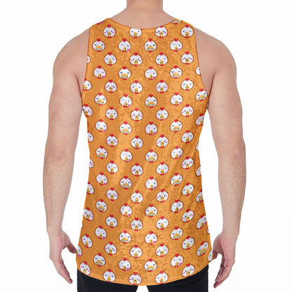 Cute Chicken Emoji Pattern Print Men's Velvet Tank Top