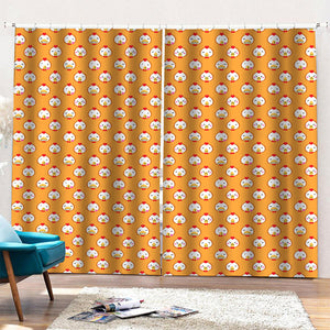 Cute Chicken Emoji Pattern Print Pencil Pleat Curtains