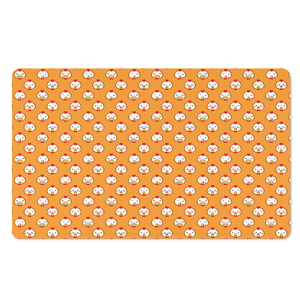 Cute Chicken Emoji Pattern Print Polyester Doormat
