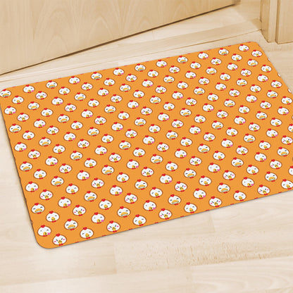 Cute Chicken Emoji Pattern Print Polyester Doormat