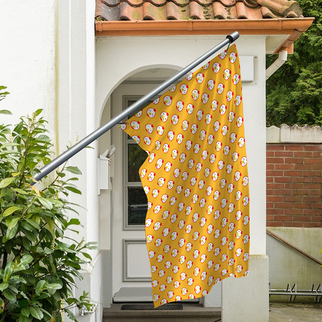 Cute Chicken Emoji Pattern Print Polyester Flag