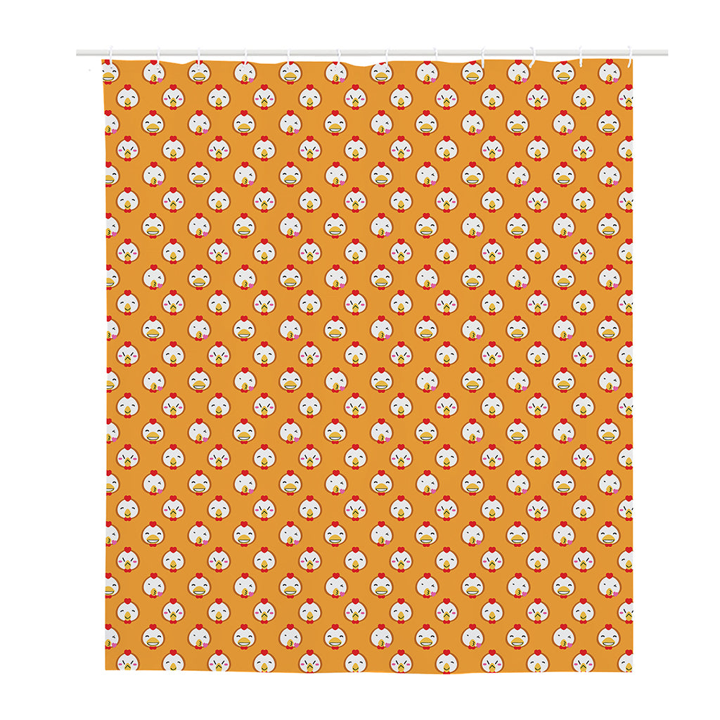 Cute Chicken Emoji Pattern Print Polyester Shower Curtain