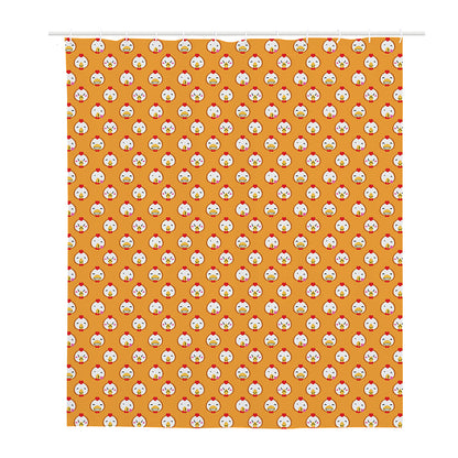 Cute Chicken Emoji Pattern Print Polyester Shower Curtain
