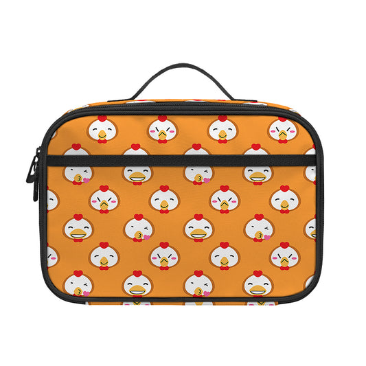 Cute Chicken Emoji Pattern Print Portable Lunch Bag