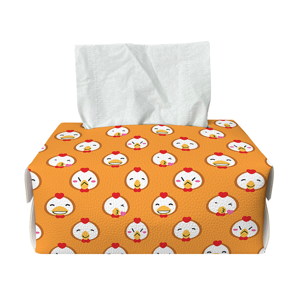 Cute Chicken Emoji Pattern Print Rectangle Tissue Box Cover