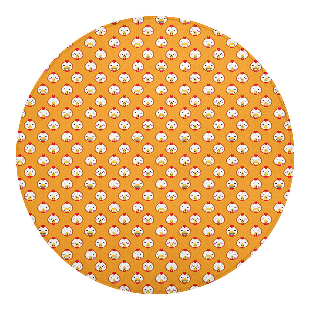 Cute Chicken Emoji Pattern Print Round Blanket