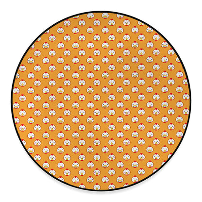 Cute Chicken Emoji Pattern Print Round Floor Mat
