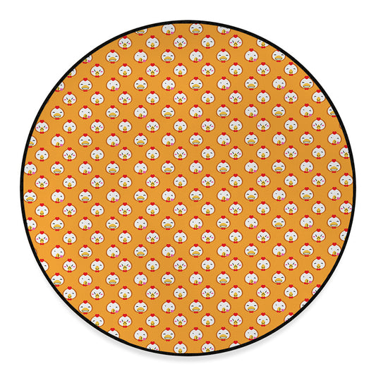 Cute Chicken Emoji Pattern Print Round Floor Mat