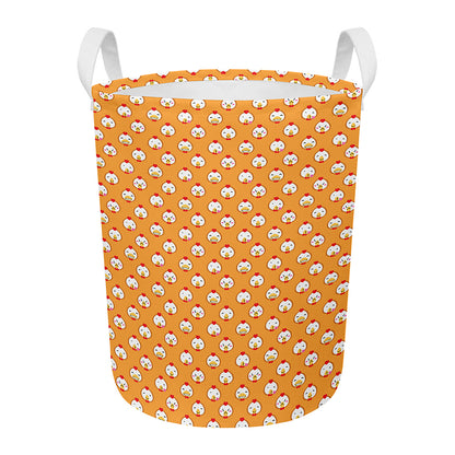 Cute Chicken Emoji Pattern Print Round Laundry Basket