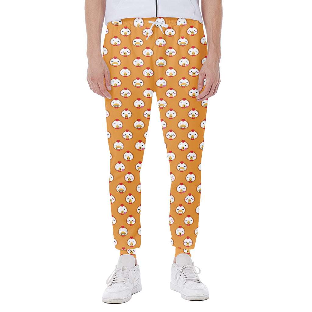 Cute Chicken Emoji Pattern Print Scuba Joggers