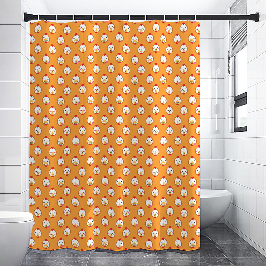 Cute Chicken Emoji Pattern Print Shower Curtain