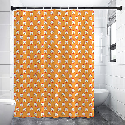 Cute Chicken Emoji Pattern Print Shower Curtain