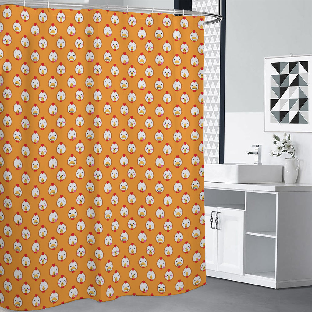 Cute Chicken Emoji Pattern Print Shower Curtain