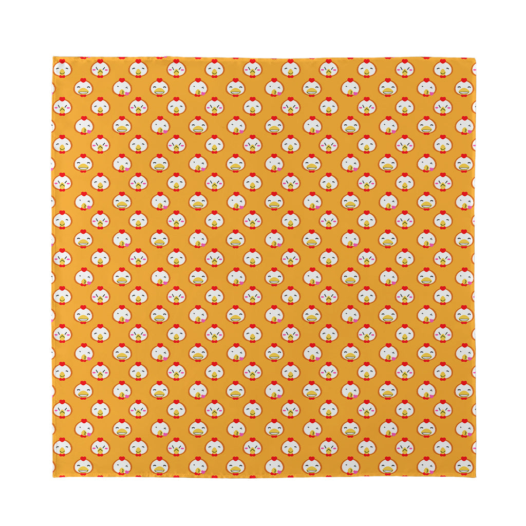 Cute Chicken Emoji Pattern Print Silk Bandana