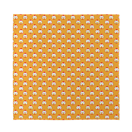 Cute Chicken Emoji Pattern Print Silk Bandana