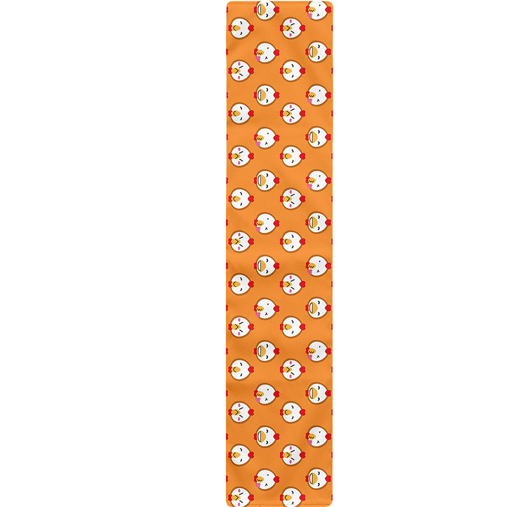 Cute Chicken Emoji Pattern Print Table Runner