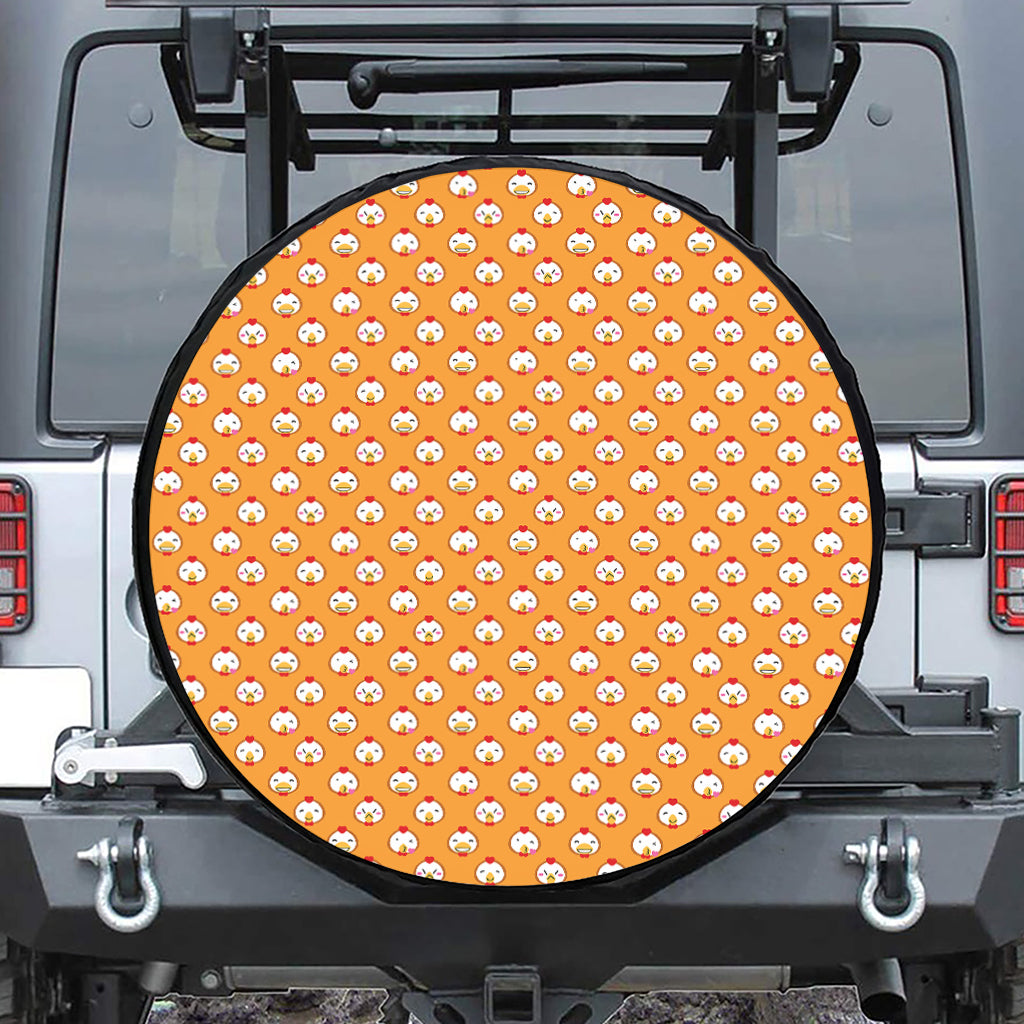 Cute Chicken Emoji Pattern Print Tire Cover