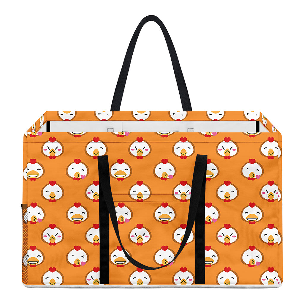 Cute Chicken Emoji Pattern Print Utility Tote Bag