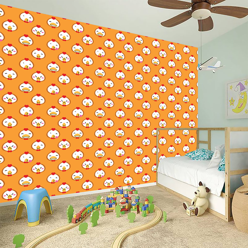 Cute Chicken Emoji Pattern Print Wall Sticker