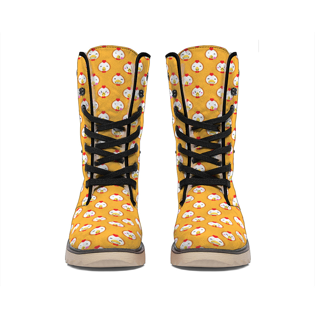 Cute Chicken Emoji Pattern Print Winter Boots