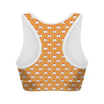 Cute Chicken Emoji Pattern Print Women's Sports Bra