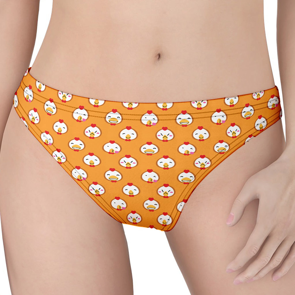 Cute Chicken Emoji Pattern Print Women's Thong