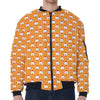 Cute Chicken Emoji Pattern Print Zip Sleeve Bomber Jacket