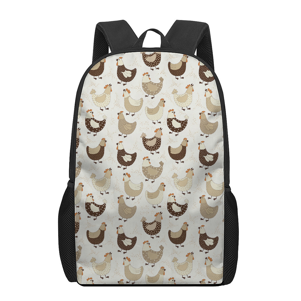 Cute Chicken Pattern Print 17 Inch Backpack