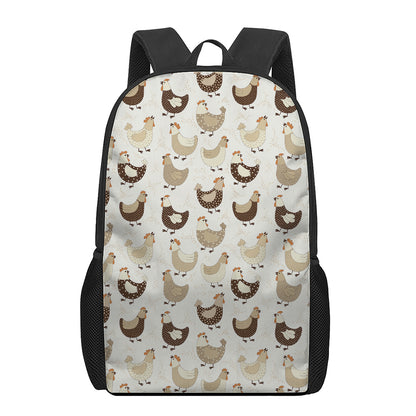 Cute Chicken Pattern Print 17 Inch Backpack