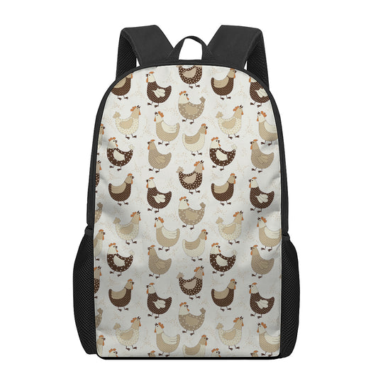 Cute Chicken Pattern Print 17 Inch Backpack