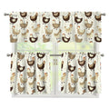 Cute Chicken Pattern Print 3 Piece Kitchen Curtains