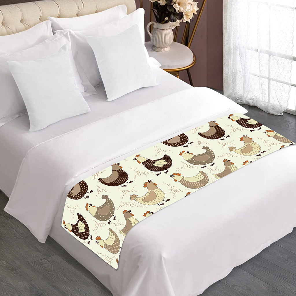 Cute Chicken Pattern Print Bed Runner