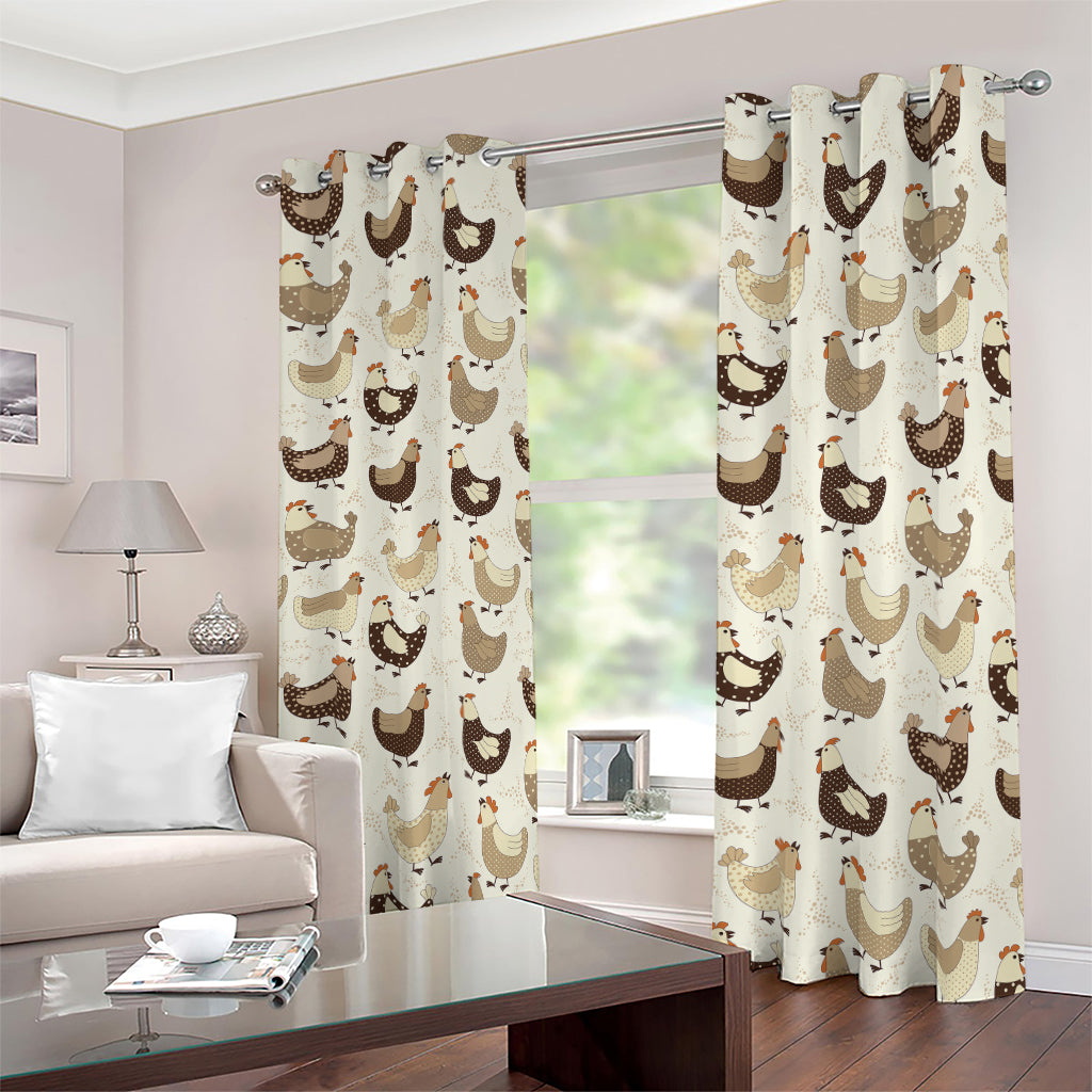 Cute Chicken Pattern Print Blackout Grommet Curtains