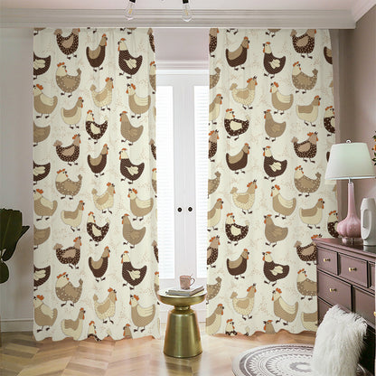 Cute Chicken Pattern Print Blackout Pencil Pleat Curtains
