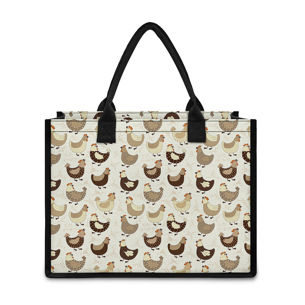 Cute Chicken Pattern Print Canvas Tote Bag