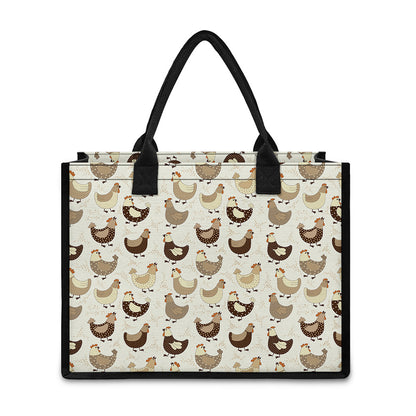 Cute Chicken Pattern Print Canvas Tote Bag