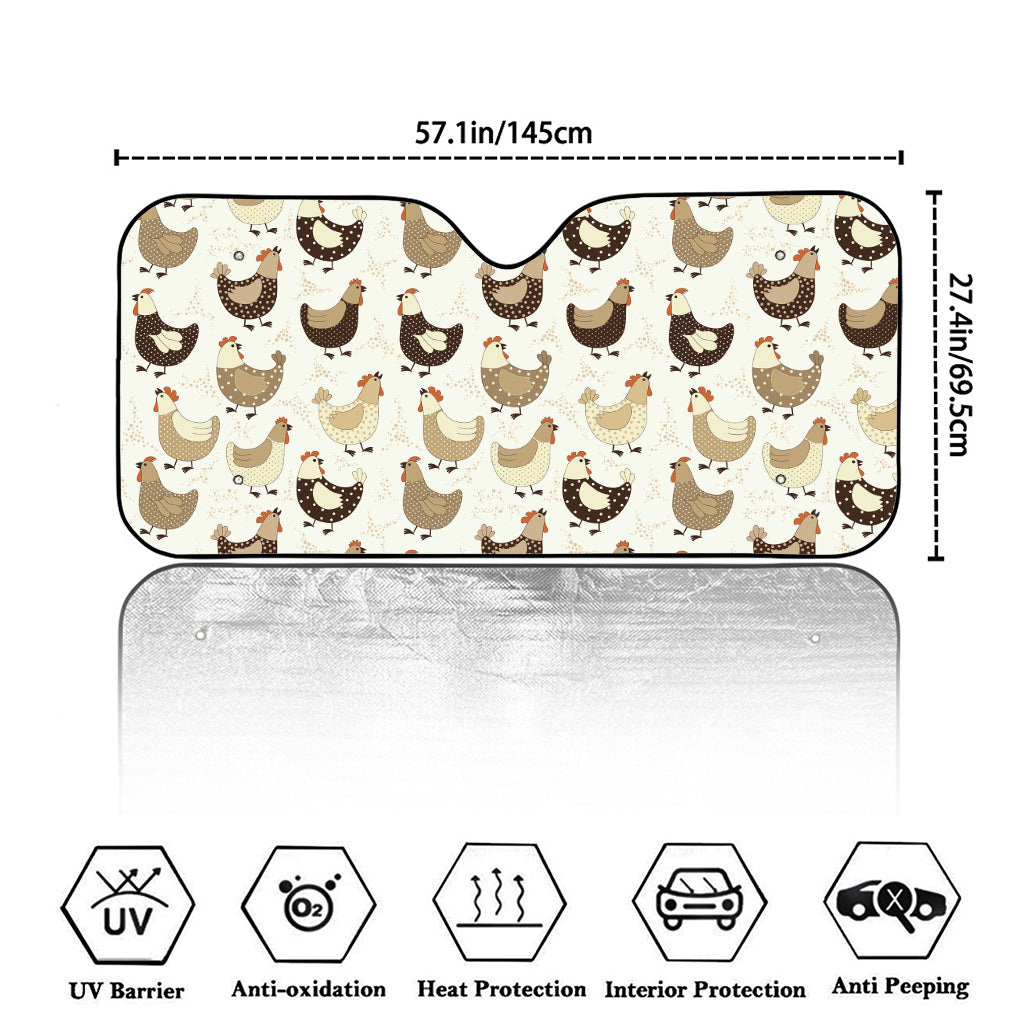 Cute Chicken Pattern Print Car Windshield Sun Shade