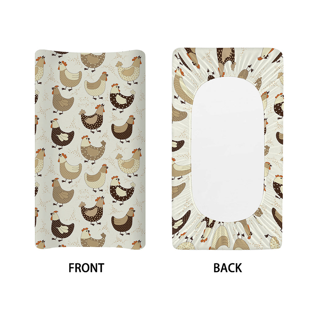 Cute Chicken Pattern Print Changing Pad Cover