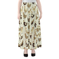 Cute Chicken Pattern Print Chiffon Maxi Skirt