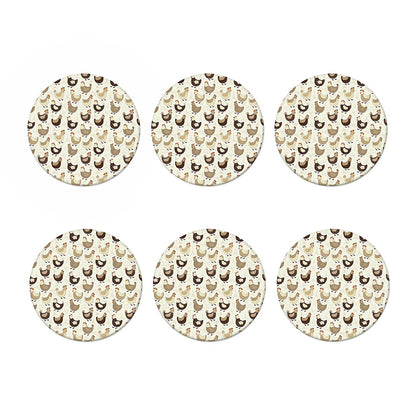 Cute Chicken Pattern Print Coaster Set