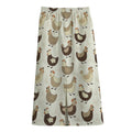 Cute Chicken Pattern Print Cotton Front Slit Maxi Skirt