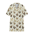 Cute Chicken Pattern Print Cotton Hawaiian Shirt